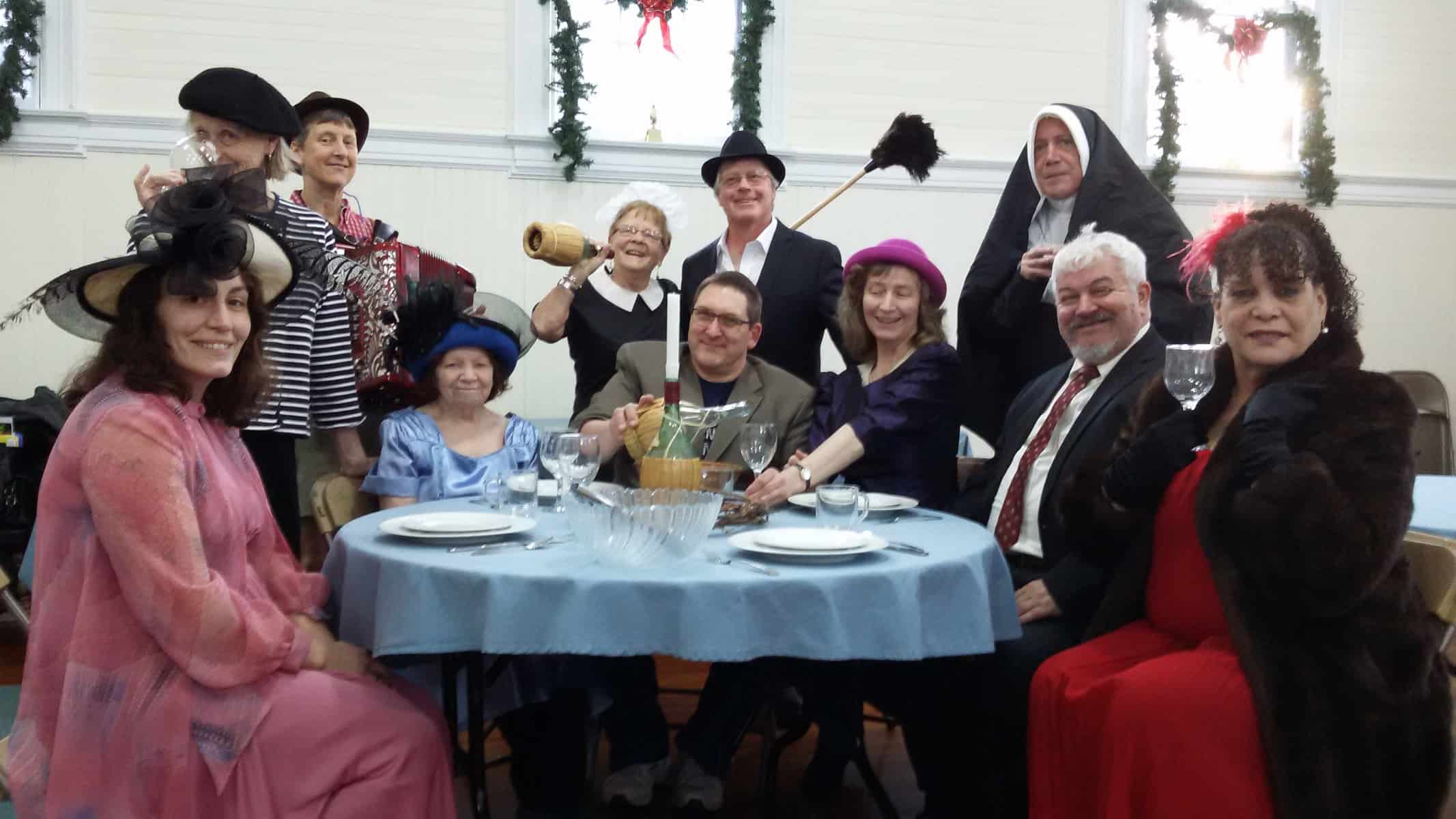 Members of the cast of Walpole Players mystery dinner “Murder on the Vine” set in an Italian winery in the ‘50s