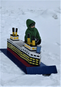 Ayden Stevens and the Titanic at the Winter Carnival