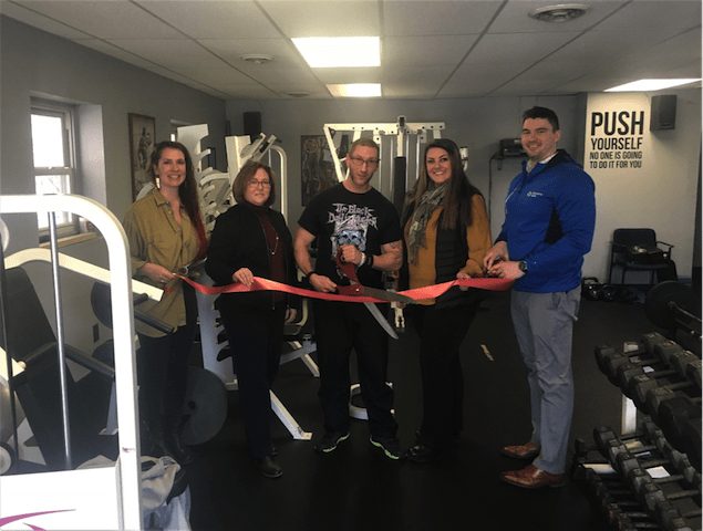 From left to right: Caitlin Christiana, Amy Duffy, Nathan Marshall, Julie Hayes, and Dan Harrington at Fitness Solutions