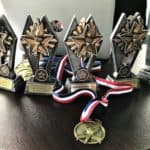 trophies and medals at the Winter Carnival
