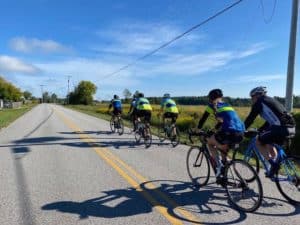 Participants from Team Midd ’80s rode 50 miles around Middlebury, Sept. 12, to celebrate the virtual Kelly Brush Ride.