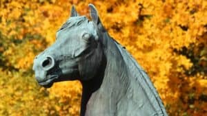 The statue of Motion mentioned in the article. UVM Morgan Horse Farm in Weybridge