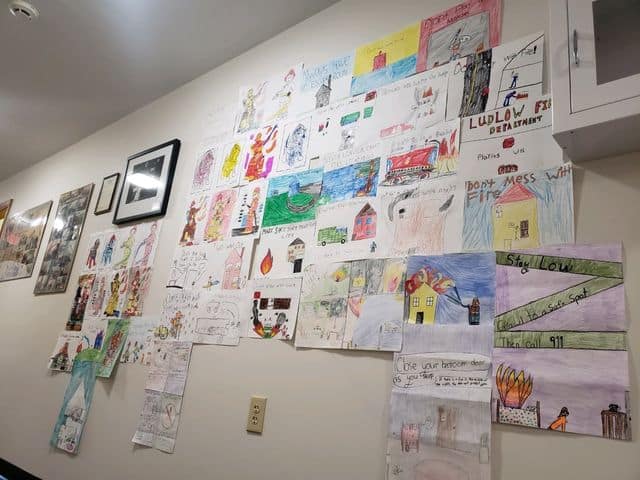 All entries into the coloring contest are on display at the station