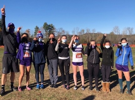 Bellows Falls Cross Country team (from left) Coach Josh Ferenc, Capt. Molly Hodsden, Victoria Bassett, Birgess Schemm, Capt. Abby Dearborn, Stephanie Ager, Shelby Stoodley, Abby Broadley, and Lilly Ware.