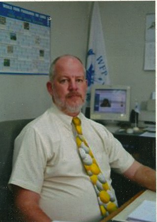 Jeff Taft-Dick at his desk in Sri Lanka in 2006