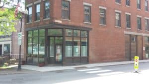 The Flat Iron Cooperative, coffee shop and more, soon to reopen on the Bellows Falls Square. Photo Bill Lockwood