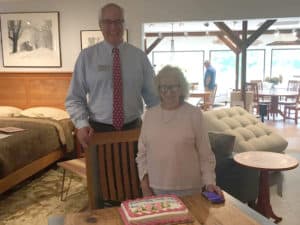 Art Randolph, LRC president, presents Mary Crowley with a special retirement cake. Photo provided