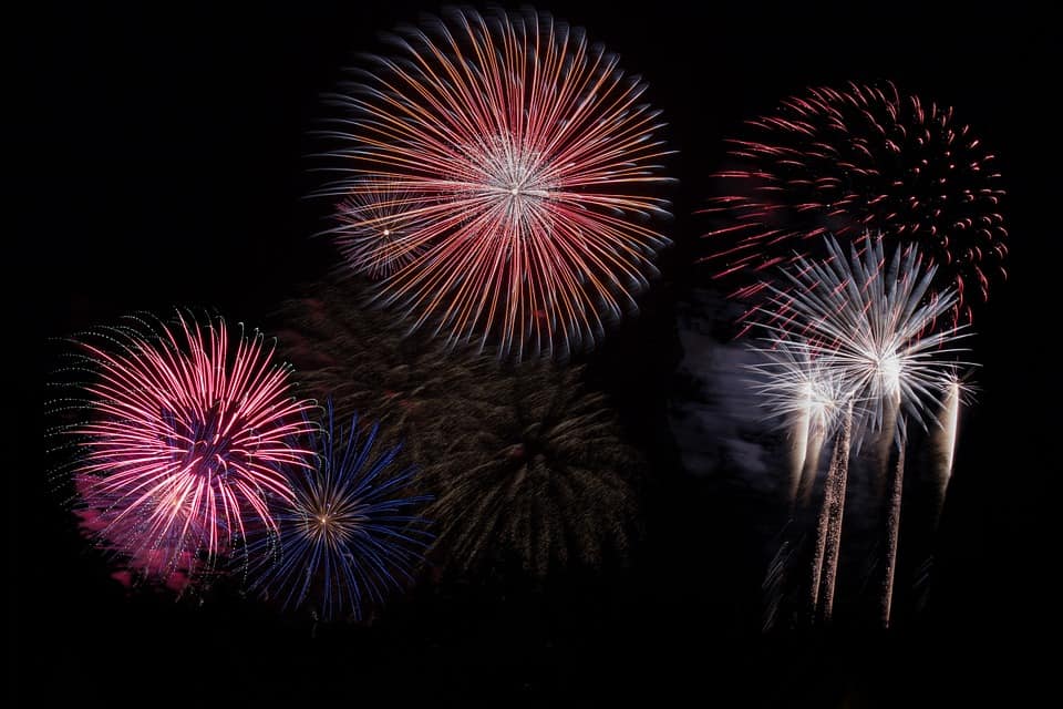 Don't miss the fireworks show at dusk! Stock photo