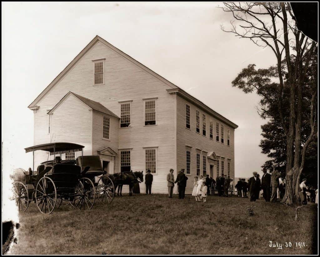 Rockingham Meeting House in 1911. Constructed in 1787, repaired in 1907. Photo provided
