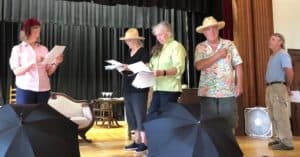Members of the Walpole Players rehearsing for their staged reading of “Jeeves Takes a Bow."