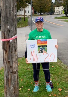 Carol MacLaury's 20th mile for the Jimmy Fund Walk in Weston. Photo provided