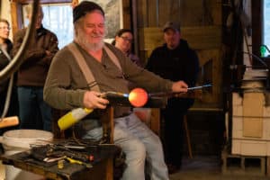 Bob Burch gives a glass blowing demonstration. Photo provided
