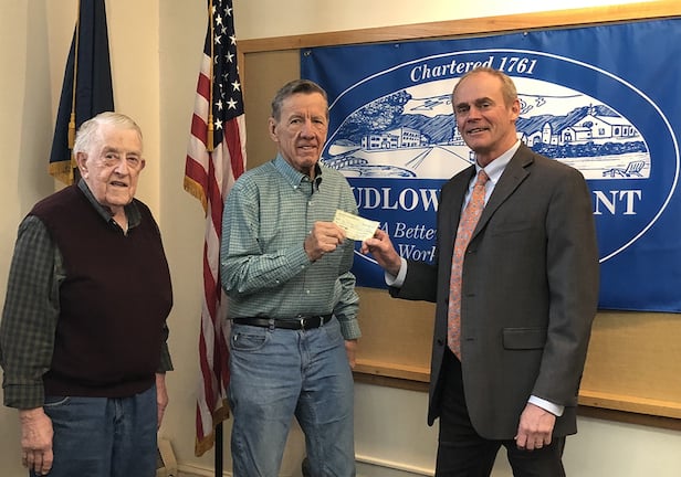 From left to right: Ralph Pace, FOLA; David Almond, FOLA Treasurer; and Scott Murphy, Ludlow Municipal Manager, as the check is handed over to the town.
