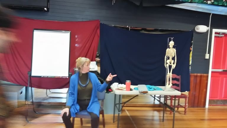 Paris Kern presenting her Feldenkrais workshop at Main Street Arts in Saxtons River